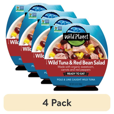 (4 pack) Wild Planet Wild Caught Tuna & Red Bean Salad with Veggies, 5.6 oz Can