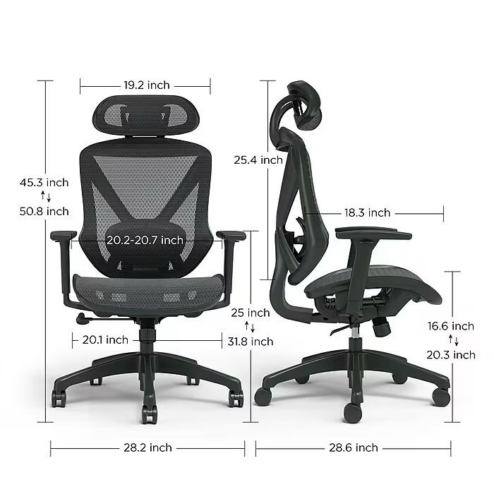 Ergonomic Mesh Home Office Desk Chair High Back Adjustable Headrest PU Wheels
