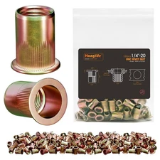 HANGLIFE Rivet Nut, 1/4"-20 UNC SAE Rivnut - Flat Head 1/4-20(100pcs) 