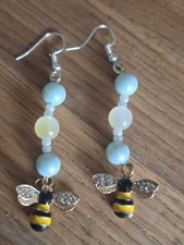 Bee earings blue marbke glass pretty earings summerwear earrings new