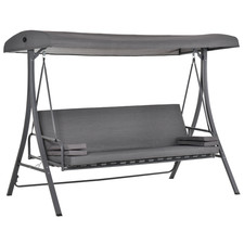 Image of 3-Seater Swing Chair Grey 234x132x182cm Powderoated Steel Canopy Hammock Bed