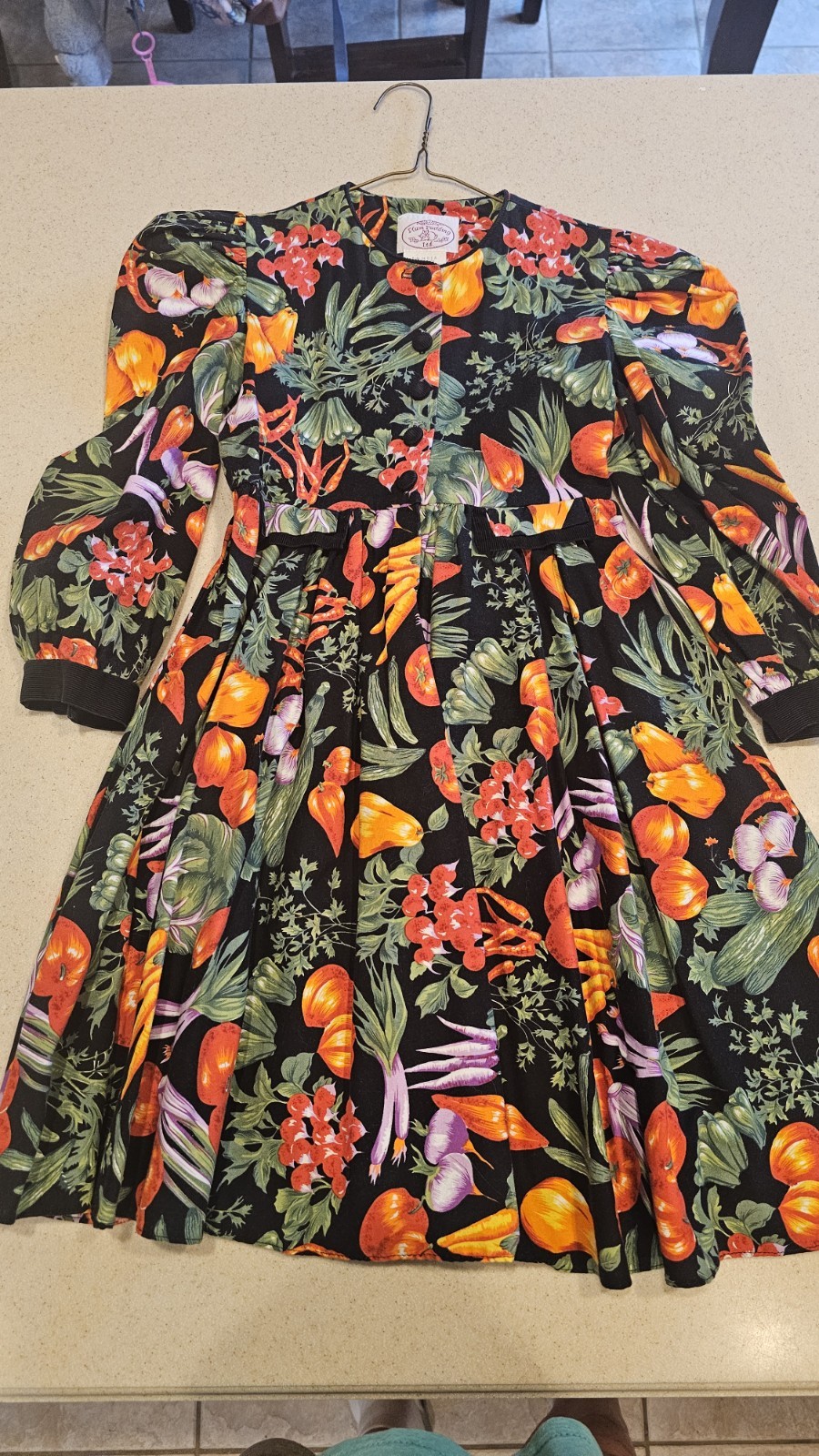 Vintage Plum Pudding Ltd. Pink & blue floral long sleeve dress Size 7