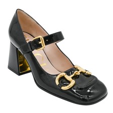 GUCCI | Black Patent Leather Horsebit Mary Jane Pumps Size 35