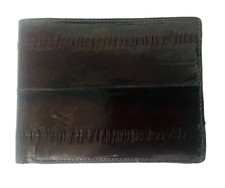 Vintage Eel Skin Wallet Deep Brown Men's Bifold Soft Great Shape Credit Cards ID