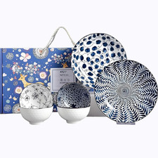 Dinner Set-Plates and Bowls Set-Blue and White Porcelain Crockery Set-Tableware 