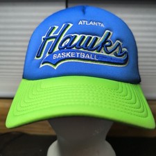 Mitchell  Ness NBA Atlanta Hawks Trucker Snapback Mesh Back Hat- Blue/Lime