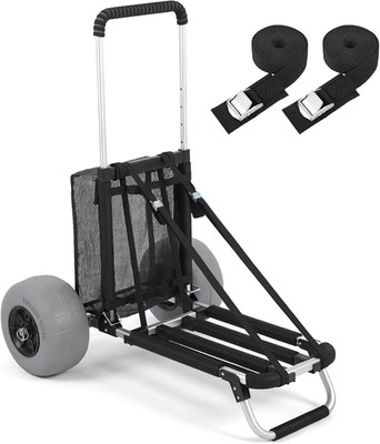 Sekey Beach Wagon, 12in Sand Wheels, Collapsible Cart, Heavy Duty, Black