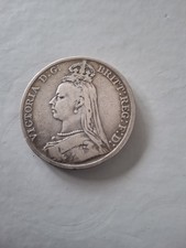 Antique Queen Victoria 1890 Jubilee Head Silver 925 Crown Coin Rare Collectable