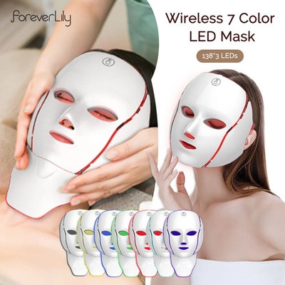 LED Gesichts- & Halsmaske 7-Farben Lichttherapie Rotlicht Anti-Aging Hautstraffu