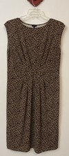 Talbots Womens Large Brown Cheetah-Print Cap-Sleeved Knee-Length Dress! A5532