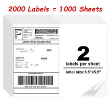 2000 8.5x5.5 Shipping Labels Half Sheet Self Adhesive Labels for Laser  Inkjet