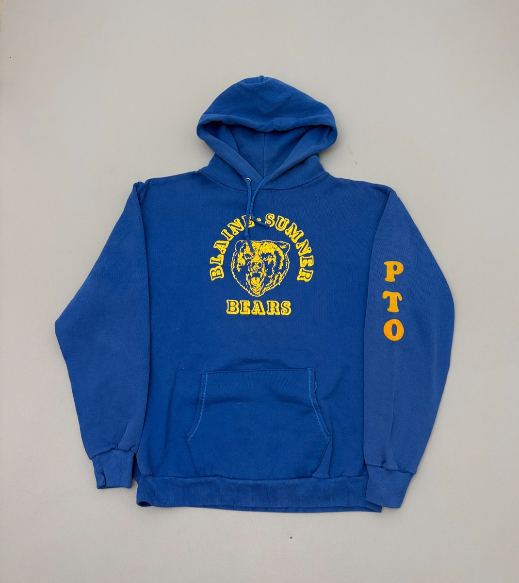 Vintage 80s Jerzees By Russell Blaine Sumner Bears PTO Hoodie Blue USA XL