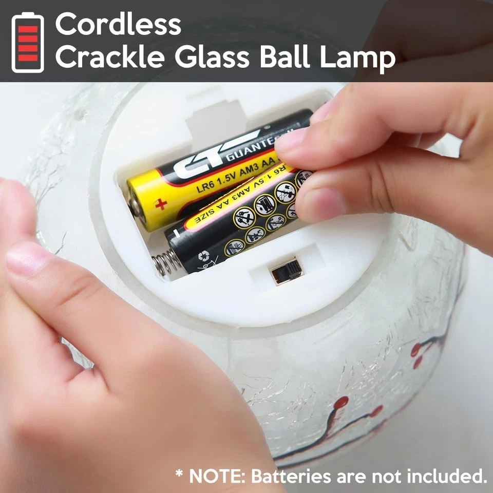 Large Crackle Glass Ball Cardinal Lamp, Light Up Red Cardinal Stained Glass C... - Image 2 of 4