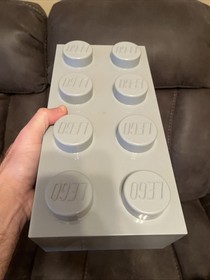 Gray Lego Storage Brick Cube Stackable 8 Stud Box Container 9.75&rdquo; X 19&rdquo; X 7&rdquo;