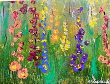Gerard 9x12 in - Abstract Expressionism Original Painting Paper Flowers