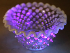 Fenton White Opalescent Glass Hobnail Bowl