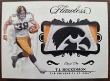 2019 Panini Flawless 1 of 1 TJ Hockenson University of IOWA Jersey Logo