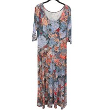 Soft Surroundings Maxi Dress Abstract Floral Womens Medium Blue Colorful Spring