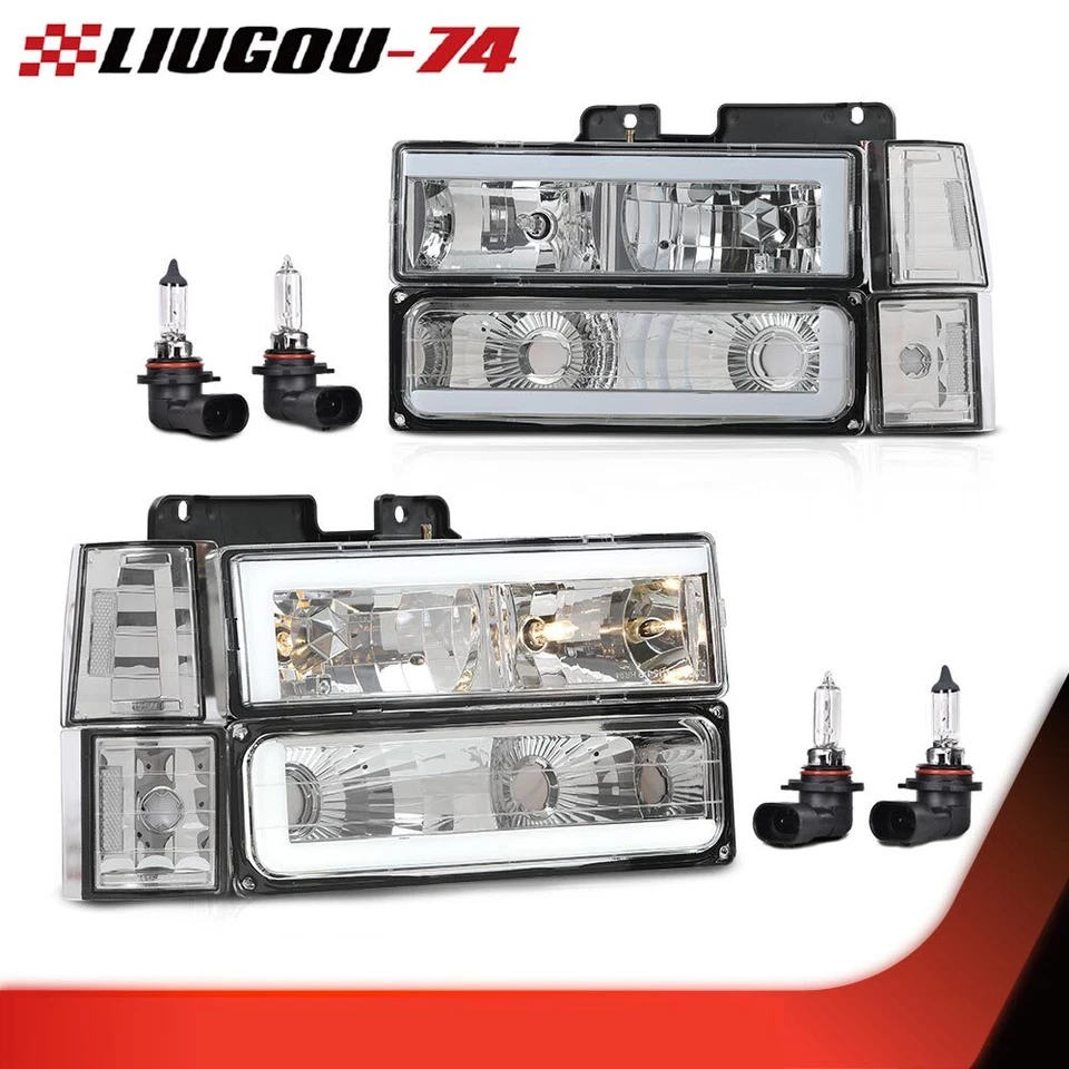 Faros LED DRL aptos para 94-99 Chevy Suburban C/K Tahoe GMC Yukon cromo transparente Foto 2 de 4