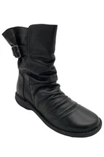 Miz Mooz Leather Buckled Mid Boots Parade Black