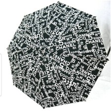 CHANEL Folding Umbrella One Touch Unisex Black White Super RARE