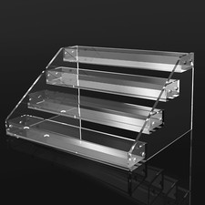 12" Acrylic Riser Display Stands - 4 Tier Clear Acrylic Display Shelf, Double Si