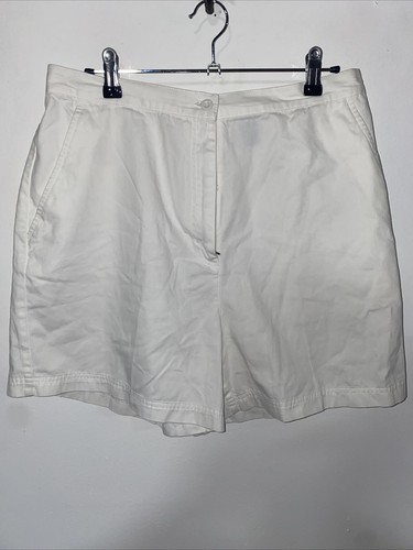 MARSH LANDING Größe 14 100 % BAUMWOLLE klassische Passform weiße khakifarbene Damenshorts - Bild 2 von 4