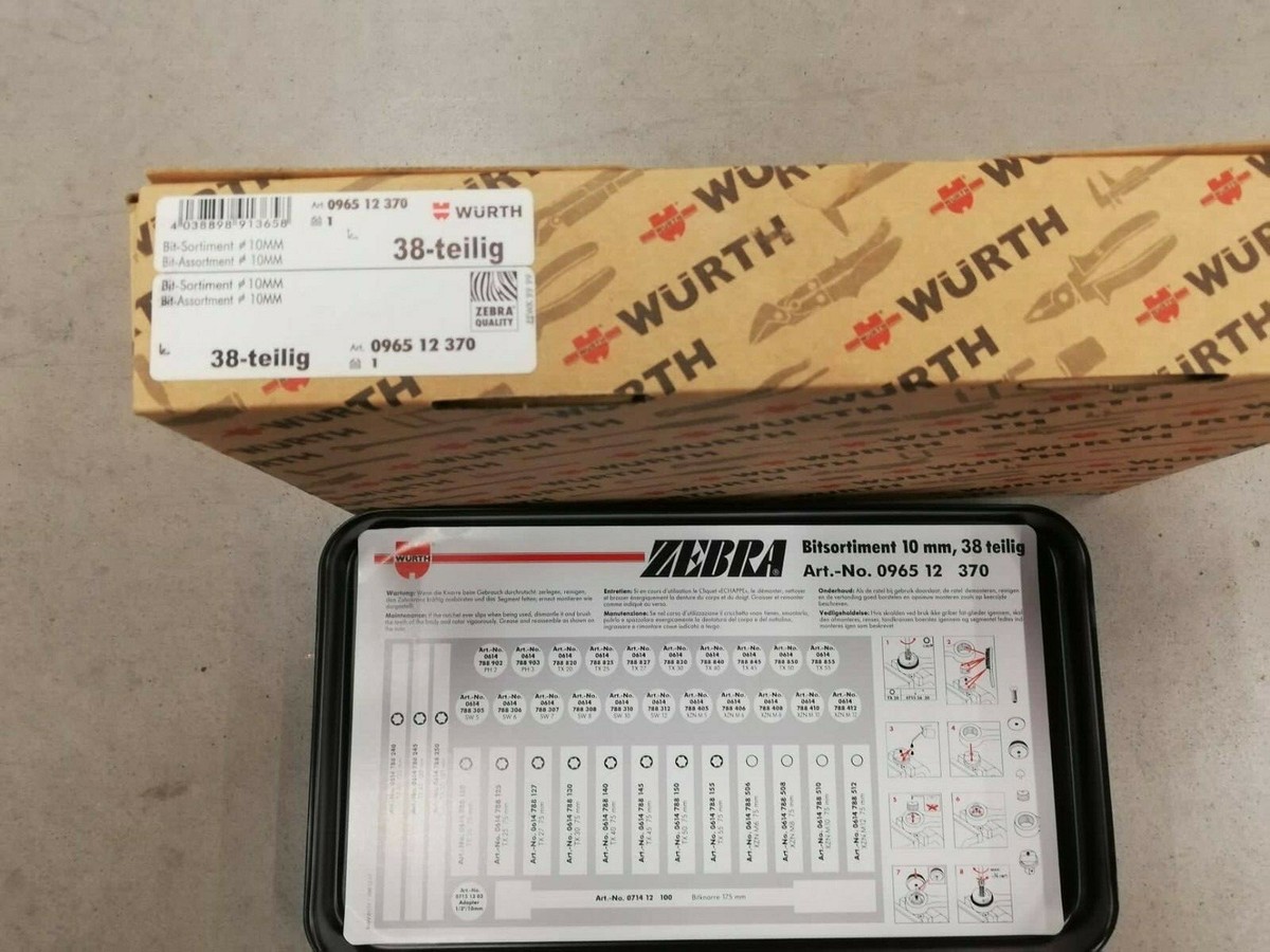 Wurth Zebra Rachet Bit Assortment 10mm 38 Pieces | eBay Wurth Zebra Rachet Bit Assortment 10mm 38 Pieces | eBay