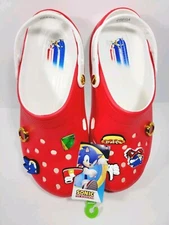 NWT Sega x Crocs Unisex Sonic the Hedgehog Classic Clog Red/White m 10/ w 12