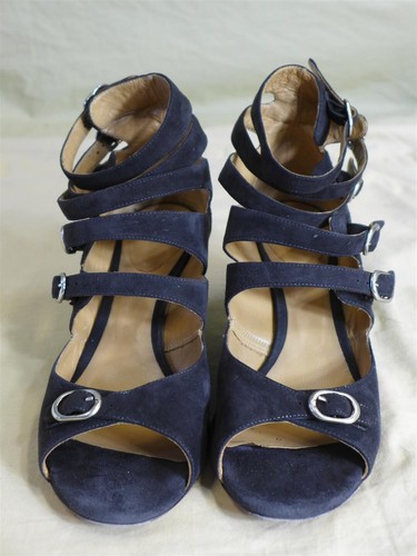 CHLOE Dark Grey/Charcoal Suede Gladiator Wedge Sandals Size 38/8 Box $950 Retail - Picture 4 of 9