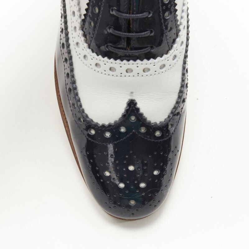CHURCH'S Burwood black patent white perforated leather