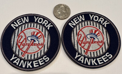 2-NEW YORK YANKEES Vintage Style Embroidered Iron On Patches 3  X 3  Beautiful!