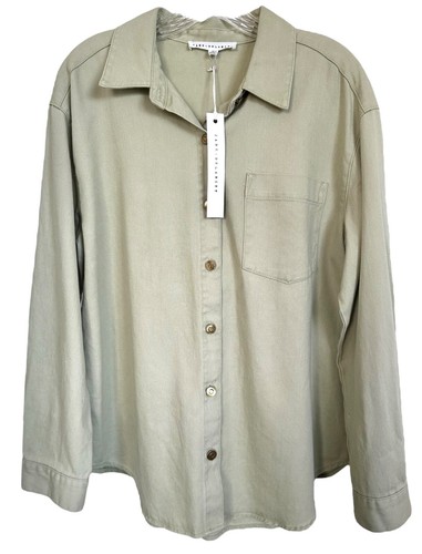 Veste chemise légère femme Jane & Delancey denim caban taille L sauge
