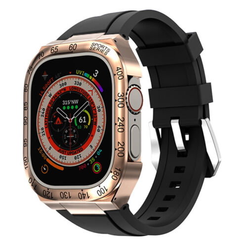 Boîtier lunette métal acier inoxydable str pour bracelet Apple Watch Ultra 2 49 mm - Photo 33 sur 74