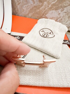 Authentic Hermes reversible tan gold/Pale Pink 24MM Belt Kit with original box Hermes Swift Epsom 24mm Rose Gold H Reversible Leather Belt  main image 4