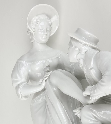 Figura de porcelana señora caballero Schwarzburg Werkstätten A. STORCH firmada O872 - Imagen 10 de 17