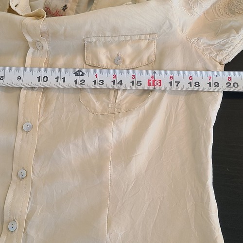 Da Nang Silk Button Up Blouse Top Grunge Shirt Streetwear Upcycle Medium *Flaw - Picture 5 of 12