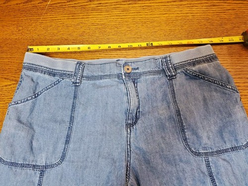 STYLE & CO Womens 16 Chambray Drawstring Pants Blue Cropped Jogger Cotton Cargo - Picture 10 of 11