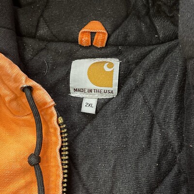 Vintage Carhartt Hooded Active Jacket Sun Faded Orange XXL
