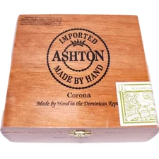 Ashton Corona Empty Wooden Cigar Box 6.75" x 6" x 2.25"