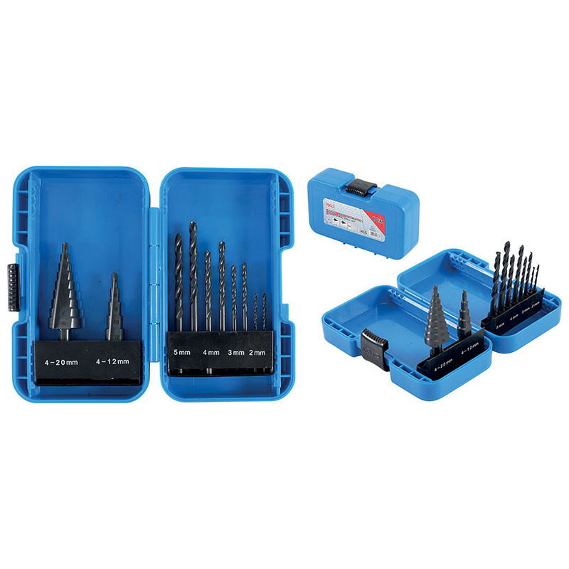 set 10pz frese a gradini diametro 4-20mm e punte 2-5mm - codice bgs1686 FBGS1686