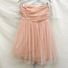 NWT Lulus Sz L Just a Twirl Blush Pink Glitter Tulle Strapless Skater Mini Dress