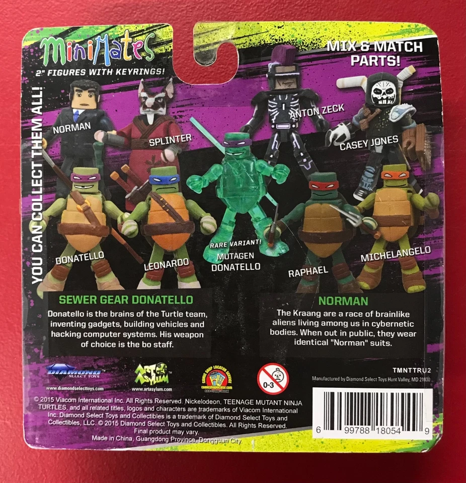 TMNT Tortugas Ninja Equipo de alcantarillado Donatello y Norman Llavero MiniMates 2015 Foto 2 de 2