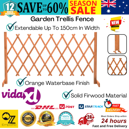 Expandable Trellis Fence Panel Fir Wood 150cm Standing Outdoor Garden Barrier AU - Picture 1 of 13