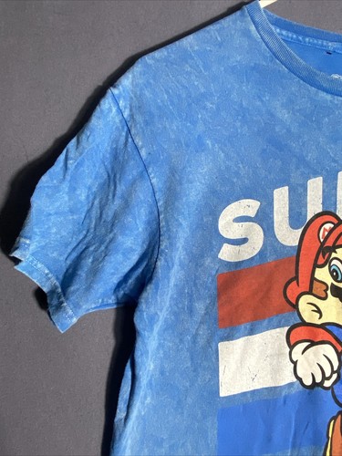 Super Mario 2021 Nintendo Size M 100% Cotton Blue Washed Color - Picture 3 of 15