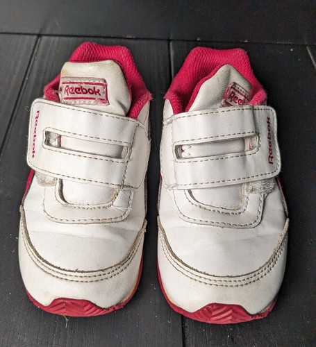 REEBOK Girls Trainers White Pink Strap On Smart Casual Uk7.5 - Picture 2 of 6