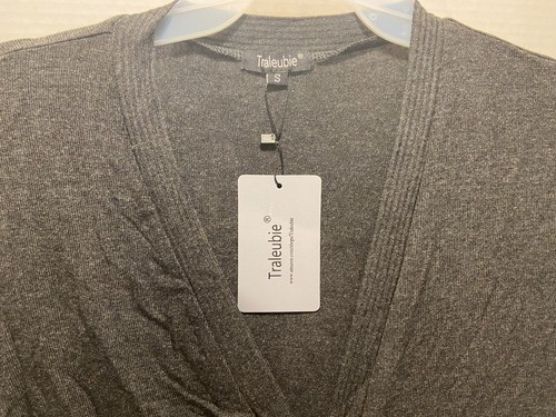 Traleubie Women's S VNeck Button Down Knit Open Front Cardigan Sweater, Gray S - Picture 3 of 8