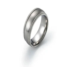 Titanium Wedding Ring Double Milgrain Edge Free Engraving Titanium Wedding Band