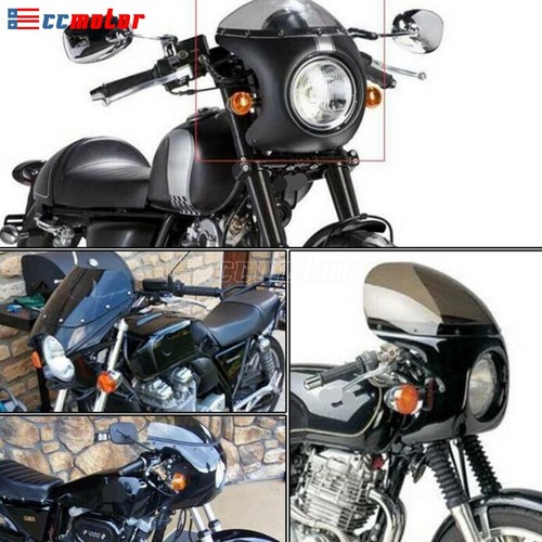 7'' Headlight Fairing Smoke Windshield Windscreen For Harley Cafe Racer Chopper - Picture 11 of 11