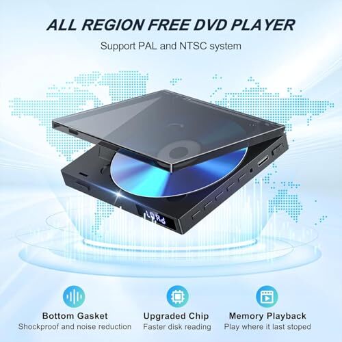 Lecteur DVD Compact pour TV, Lecteur DVD HDMI 1080P pour Toutes Les régions, mém - Photo 5/7